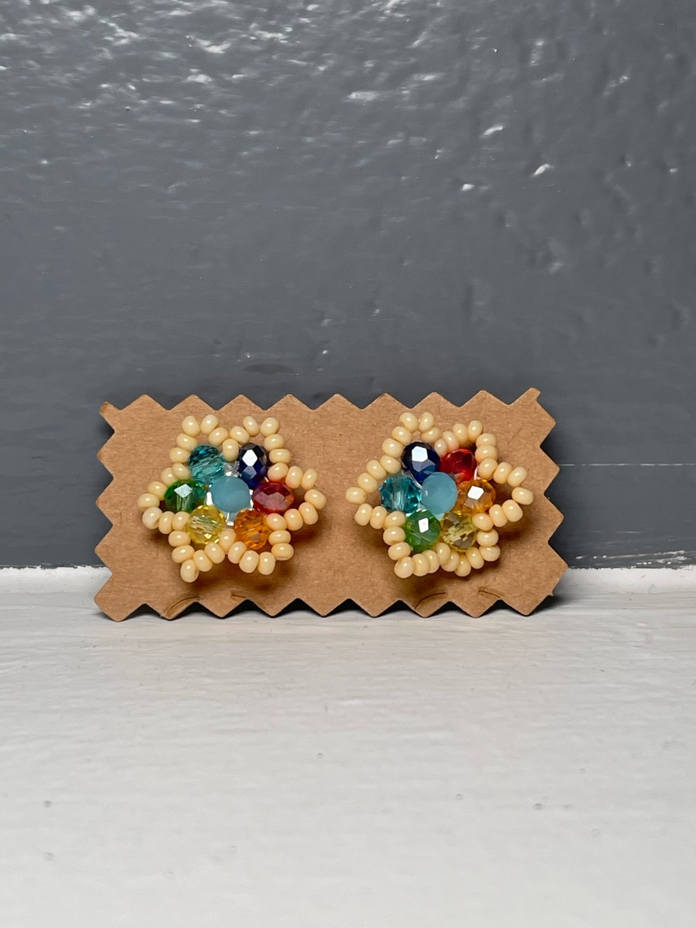 Huichol Beaded Star Stud Earrings